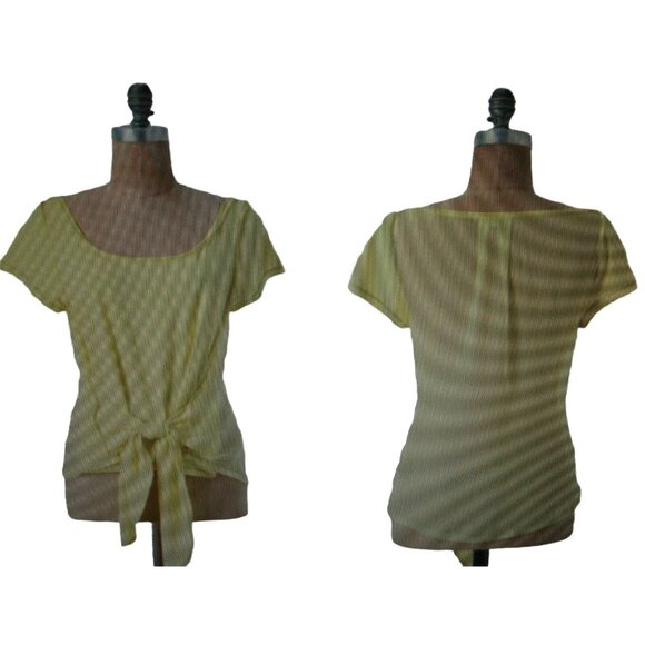 Leifnotes T-shirt Blouse Womens Small Yellow Gossamer Top ties Anthropologie - Picture 3 of 13